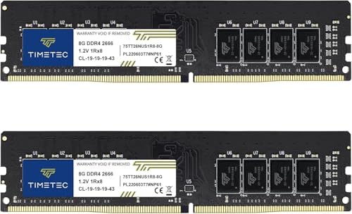 Timetec 32GB KIT(2x16GB DDR4 2666MHz PC4-21300 Non-ECC Unbuffered 1.2V CL19 2Rx8 Dual Rank 288 Pin UDIMM Desktop Memory RAM Module Upgrade (32GB KIT(2x16GB