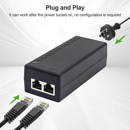 Gigabit PoE+ Injector for Ethernet, 30W 48V with 10/100/1000Mbps & IEEE 802.3af/at Compliance. Extend Network Up to 100M (328 ft) Plug and Play，Black|B0CH2SP1LR