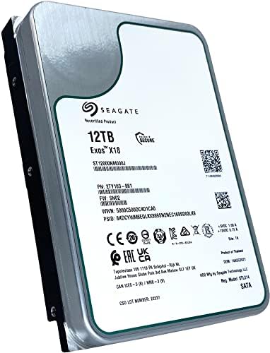 Seagate Exos X18 12TB 7200 RPM 512e/4Kn SATA 6Gb/s 256MB Cache 3.5-Inch Enterprise HDD (ST12000NM000J) (Renewed)|B0BNW797DN