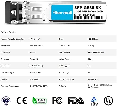 1G SFP SX for Cisco LC-SX-MMD GLC-SX-MM SFP-GE-S Ubiquiti unifi UF-MM-1G Netgear AGM731F D-Link DEM-311GT ZTE SFP-GE-M500 Extreme MGBIC-LC01 1000BASE-SX SFP 850nm 550m DOM Transceiver Module…|B0899NTT14