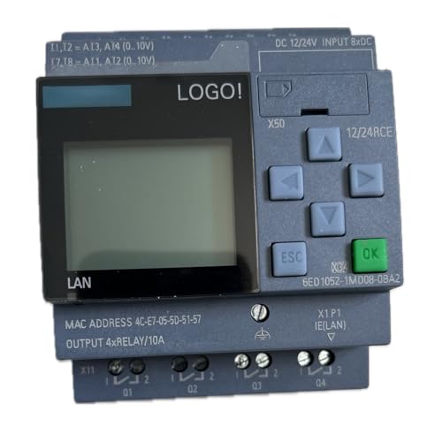 6ED1052-1MD08-0BA2 Logo! 12/24RCE, Logic Module, Display Power Supply/I/O: 12/24 V DC/Relay, 8 DI (4 AI/4 DO