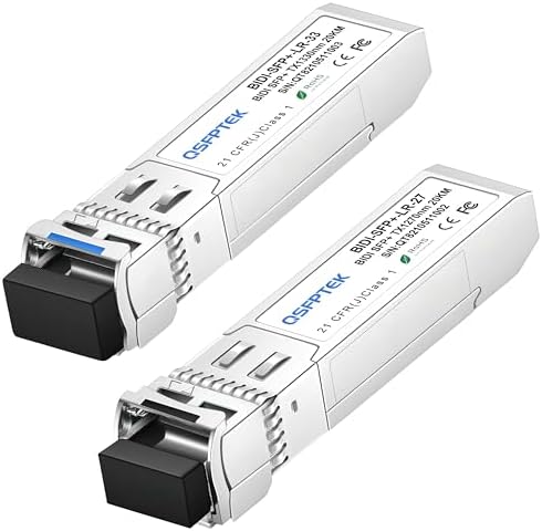 1 Pair 10G SFP+ Bidi Transceivers, 10gbe SFP LC Single-Mode Module, Bi-Directional Mini gbic for Cisco SFP-10G-BXD-I (1330nm-TX/1270nm-RX) / SFP-10G-BXU-I (1270nm-TX/1330nm-RX),10KM, with DDM|B07QLKDZJH