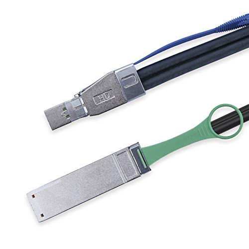 10Gtek SFF-8644 to QSFP (SFF-8436) DDR Hybrid Mini SAS Cable, External Copper SAS Cable for NetApp DS4243 DS4246 DS2246, 100-Ohm, 0.5-Meter(1.6-ft)|B0836SYZQB