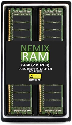 NEMIX RAM 32GB (1X32GB DDR5 4800MHZ PC5-38400 2Rx8 1.1V CL40 288-PIN ECC RDIMM Registered Server Memory Compatible with Dell PowerEdge R760 Rack Server