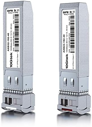 10GTEK 10GBase-SR SFP+ LC Transceiver, 10G 850nm Multimode SFP Module, up to 300 Meters, for Cisco SFP-10G-SR, Meraki MA-SFP-10GB-SR, Ubiquiti UniFi UF-MM-10G, Fortinet, TP-Link and More, Pack of 2|B08BP55663