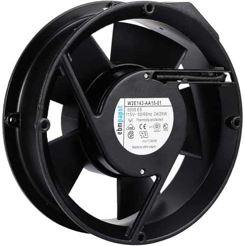 for Ebm-Papst W2E143-AA15-01 Cooling Fan, 17cm 172×51mm AC AXIAL Fan, 115V 24/26W, 3Uf, 2-pin Connector All Metal Fan W2E143-AA15-01|B0FH9PBKNP