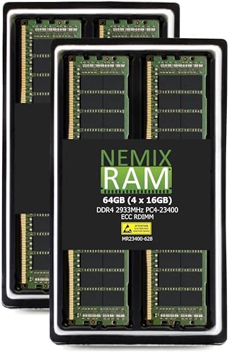 NEMIX RAM 32GB (2X16GB DDR4 2933MHZ PC4-23400 2Rx8 1.2V CL21 288-PIN ECC RDIMM Registered Server Memory KIT