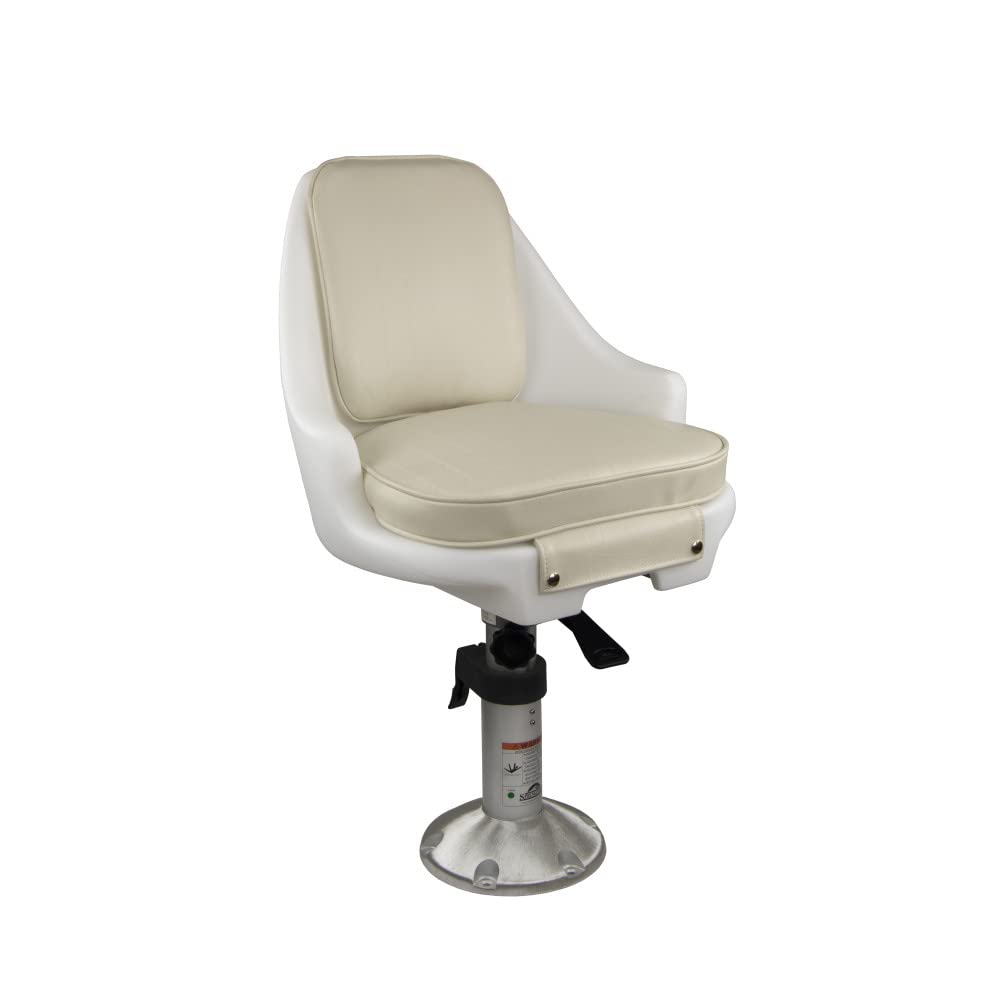 Springfield 1060100 Newport Manual Economy Chair, White, Includes Seat w/ Cushions, Pedestal, Mounting Plate, Swivel