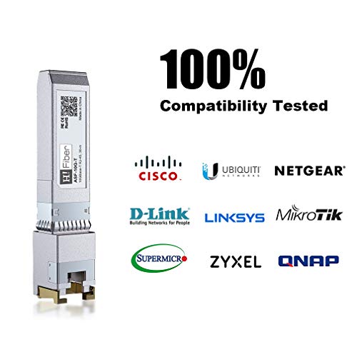 H!Fiber 10Gb SFP+ RJ45 Transceiver, 10Gbase-T SFP+ Ethernet Module Support 10G/5G/2.5G/1.25G, Compatible with Cisco SFP-10G-T-S, Ubiquiti UF-RJ45-10G, UniFi, Meraki,MikroTik,Supermicro and More, 30m|B06XQBFHNL