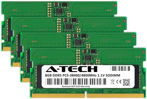 A-Tech 32GB DDR5 4800MHz PC5-38400 CL40 SODIMM 2Rx8 Dual Rank 1.1V Non-ECC Unbuffered SO-DIMM 262-Pin Laptop Computer RAM Memory Upgrade Module|B0B1718KB1