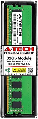 A-Tech Server 32GB Kit (2x16GB DDR4 3200MHz PC4-25600 ECC UDIMM 2Rx8 Dual Rank 1.2V ECC Unbuffered DIMM 288-Pin Server & Workstation RAM Memory Upgrade Modules (A-Tech Enterprise Series