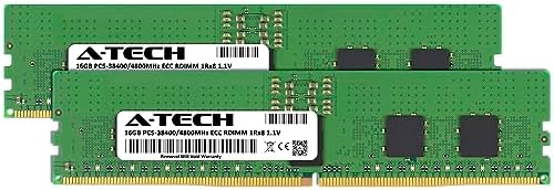 A-Tech 32GB Kit (2x16GB) RAM for Dell PowerEdge HS5620, MX760c, R660xs, R6625, R760, R760xa, R760xs, R7615, T560, XE8640 | DDR5 4800MHz PC5-38400 EC8 RDIMM 1Rx8 ECC Registered Server Memory Upgrade|B0CG7QPK5S