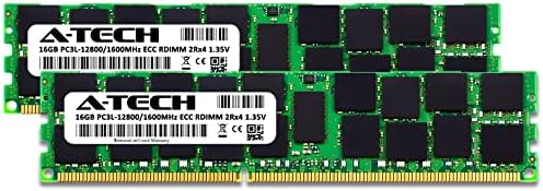 A-Tech 32GB Kit (2x16GB Memory RAM for Dell PowerEdge T410 - DDR3L 1600MHz PC3-12800 ECC Registered RDIMM 2Rx4 1.35V - Server