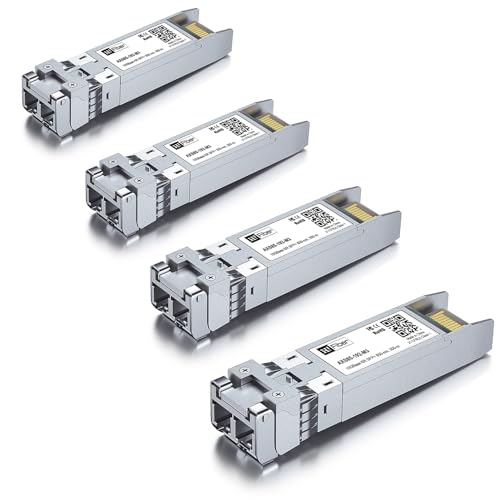 H!Fiber.com 4 Pack 10Gb SFP+ RJ45 Module, 10Gbase-T Ethernet SFP+ Copper Transceiver Support 10G/5G/2.5G/1.25G, Compatible with Cisco SFP-10G-T-S, Ubiquiti UF-RJ45-10G, UniFi, TP-Link, MikroTik, 30m|B0DN6TBR6L