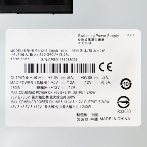 LXun Upgraded DPS-250AB-44 D 250W Power Supply Compatible with Delta DPS-250AB-44D Server NAS Host Switching Power Supply Repair 24-Pin + 20-Pin|B0CVTGVY3D