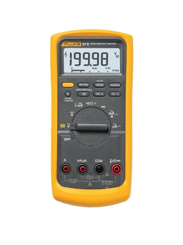 Fluke 87V Industrial Digital Multimeter, for Advanced Troubleshooting, Measures 1000 V AC/DC, Peak Min/Max, Low Pass Filter, Includes TL75 Test Leads, AC175 Alligator Clips, 80BK Temp Probe