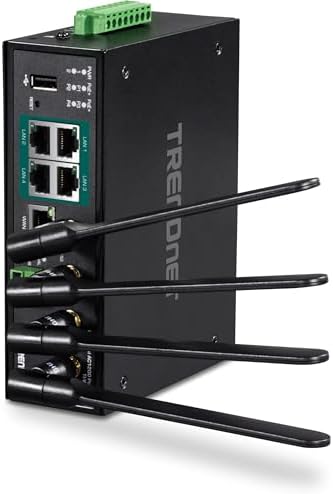 TRENDnet Industrial AC1200 Wireless Gigabit PoE+ Router, TI-WP100, 4 x Gigabit PoE+ Ports, 1 x Gigabit WAN Port, IP30 Housing, 120W PoE Power Budget, Dual-WAN, Dual-Band WiFi, VPN, Inter-VLAN Routing