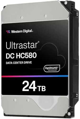 WD Ultrastar DC HC580 WUH722424ALE6L4 - Hard Drive - 24 TB - Internal - 3.5" (8.9 cm) - SATA 6Gb/s - 7200 RPM - Buffer: 512 MB|B0D1V2LPLX