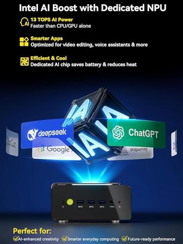 GMKtec AI Mini PC Ultra 9 285H (Turbo 5.4GHz) 96GB DDR5 2TB PCIe 4.0 SSD Mini Gaming Computer 3X M.2 Expansion Slots, Oculink, Quad Screen 8K Display EVO-T1|B0FH54R8J3