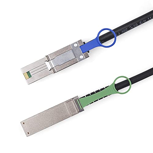QSFP (SFF-8436) to SFF-8088 DDR Hybrid Mini SAS Cable, External Copper SAS Cable for NetApp DS4243 DS4246 DS2246, 100-Ohm, 2-m(6.6ft)|B07Y52D29W