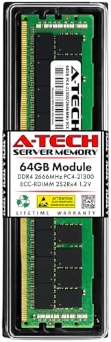 A-Tech 64GB Kit (2x32GB DDR4 2400MHz PC4-19200 ECC RDIMM 2Rx4 Dual Rank 1.2V ECC Registered DIMM 288-Pin Server & Workstation RAM Memory Upgrade Modules (A-Tech Enterprise Series
