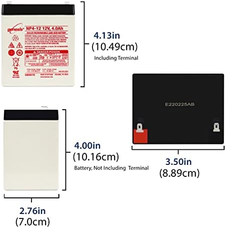 EnerSys Genesis NP4-12 - 12 Volt/4 Amp Hour Sealed Lead Acid Battery with 0.187 Fast-on Connector (2 Pack)|B00V57JC74