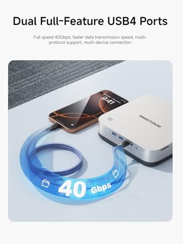 MINISFORUM Mini PC AI X1 Pro AMD Ryzen AI 9 HX370(12Cores/24 Threads&AMD Radeon 890M Mini Gaming PC,96GB DDR5 2TB SSD,8K Quad Output(HDMI+DP+2xUSB4,Dual 2.5 LAN/WIFI7/BT5.4/Oculink,Copilot PC