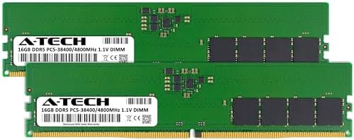 A-Tech 32GB DDR5 4800MHz PC5-38400 CL40 UDIMM 2Rx8 Dual Rank 1.1V Non-ECC Unbuffered DIMM 288-Pin Desktop PC/Computer RAM Memory Upgrade Module|B0B17JW787