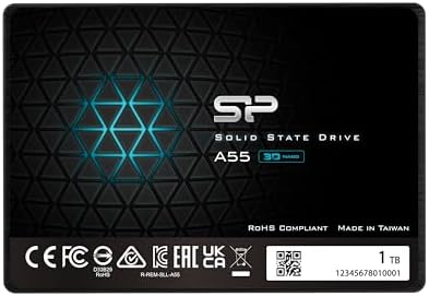 Silicon Power 1TB SSD 3D NAND A55 SLC Cache Performance Boost SATA III 2.5" 7mm (0.28" SSD Internal Solid State Drive (SU001TBSS3A55S25EC