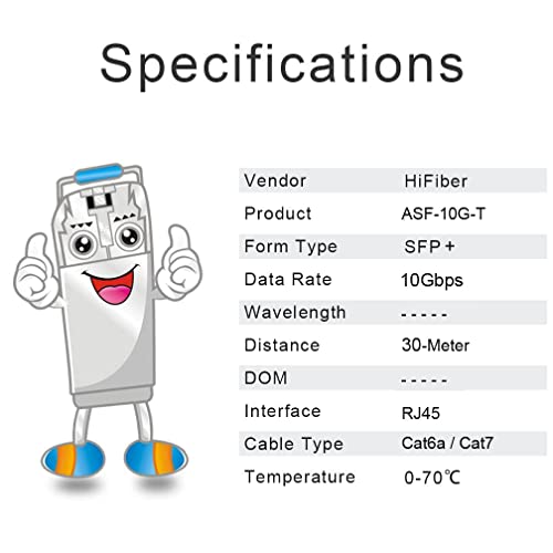 H!Fiber 10Gb SFP+ RJ45 Transceiver, 10Gbase-T SFP+ Ethernet Module Support 10G/5G/2.5G/1.25G, Compatible with Cisco SFP-10G-T-S, Ubiquiti UF-RJ45-10G, UniFi, Meraki,MikroTik,Supermicro and More, 30m|B06XQBFHNL