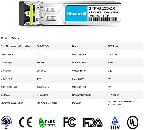 1G SFP SX for Cisco LC-SX-MMD GLC-SX-MM SFP-GE-S Ubiquiti unifi UF-MM-1G Netgear AGM731F D-Link DEM-311GT ZTE SFP-GE-M500 Extreme MGBIC-LC01 1000BASE-SX SFP 850nm 550m DOM Transceiver Module…|B0899NTT14