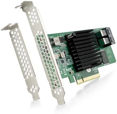 PCIe 3.0 x8 12G External SAS/SATA HBA RAID Controller Card, Broadcom 3008 Chip, Compatible with LSI 9300-8E, Mini SAS HD (SFF-8644) Connector, for Server/Storage Expansion|B0868Q65TD