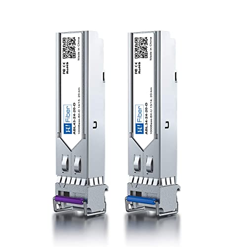 H!Fiber 1.25G Single Mode SFP LC Module, 1000Base-LX/LH Fiber Transceiver for Cisco GLC-LH-SMD, Meraki, Ubiquit UniFi, TP-Link, Fortinet, Intel, Netgear, Mikrotik and More (SMF,1310nm,20km,DDM) 2 Pack|B07B4B33N6