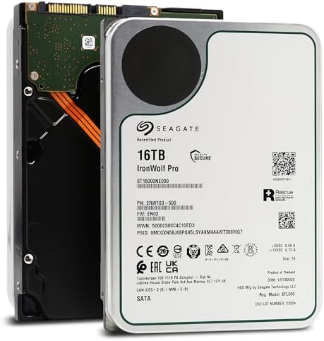 Seagate IronWolf Pro 16TB NAS – 3.5 Inch SATA 6GB/S 7200 RPM 256MB Cache for Raid Network Attached Storage (ST16000NE000 Internal Hard Drive