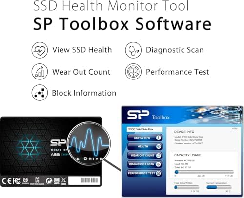 Silicon Power 1TB SSD 3D NAND A55 SLC Cache Performance Boost SATA III 2.5" 7mm (0.28" SSD Internal Solid State Drive (SU001TBSS3A55S25EC