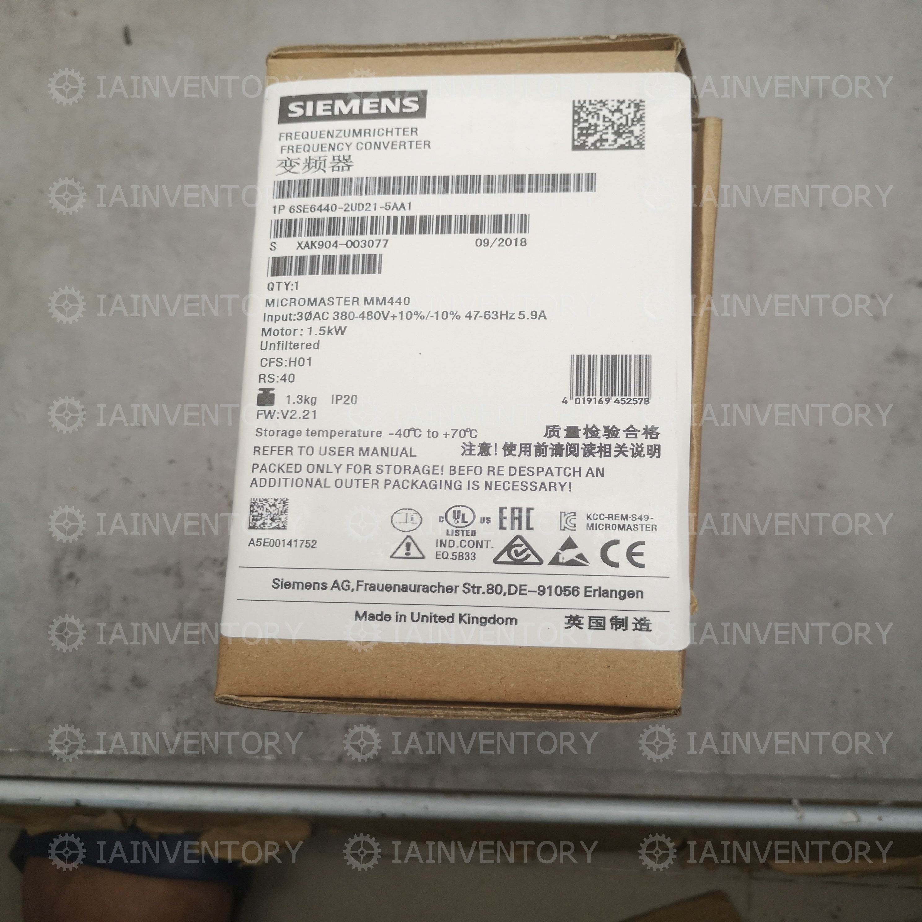 Siemens 6SE6440-2UD21-5AA1 380V 1.5KW 6SE6 440-2UD21-5AA1