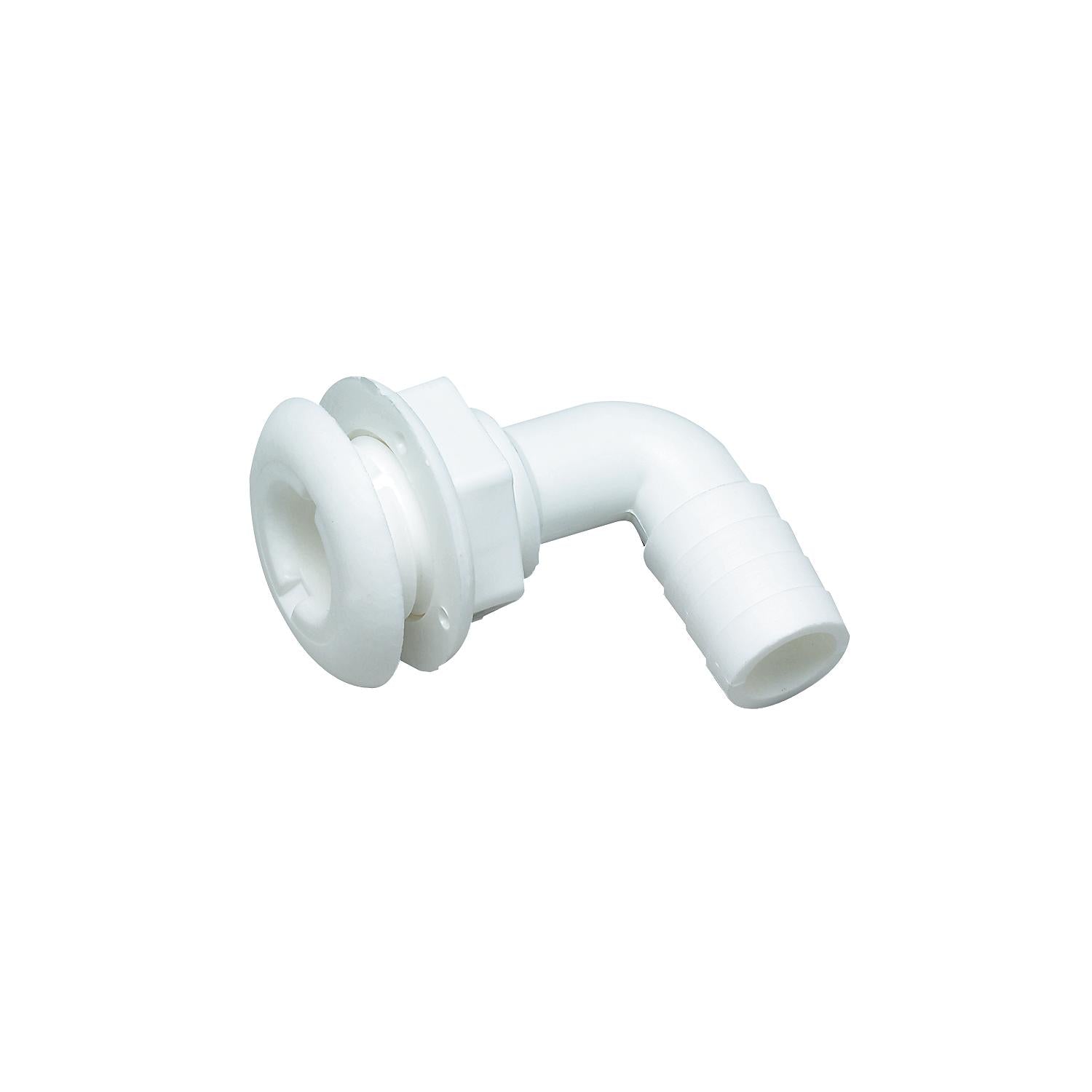 Seachoice 50-18141 90-Degree Thru-Hull Connector, Fits 1-1/8 In. ID Hose, 1-1/8 In. Max Hull