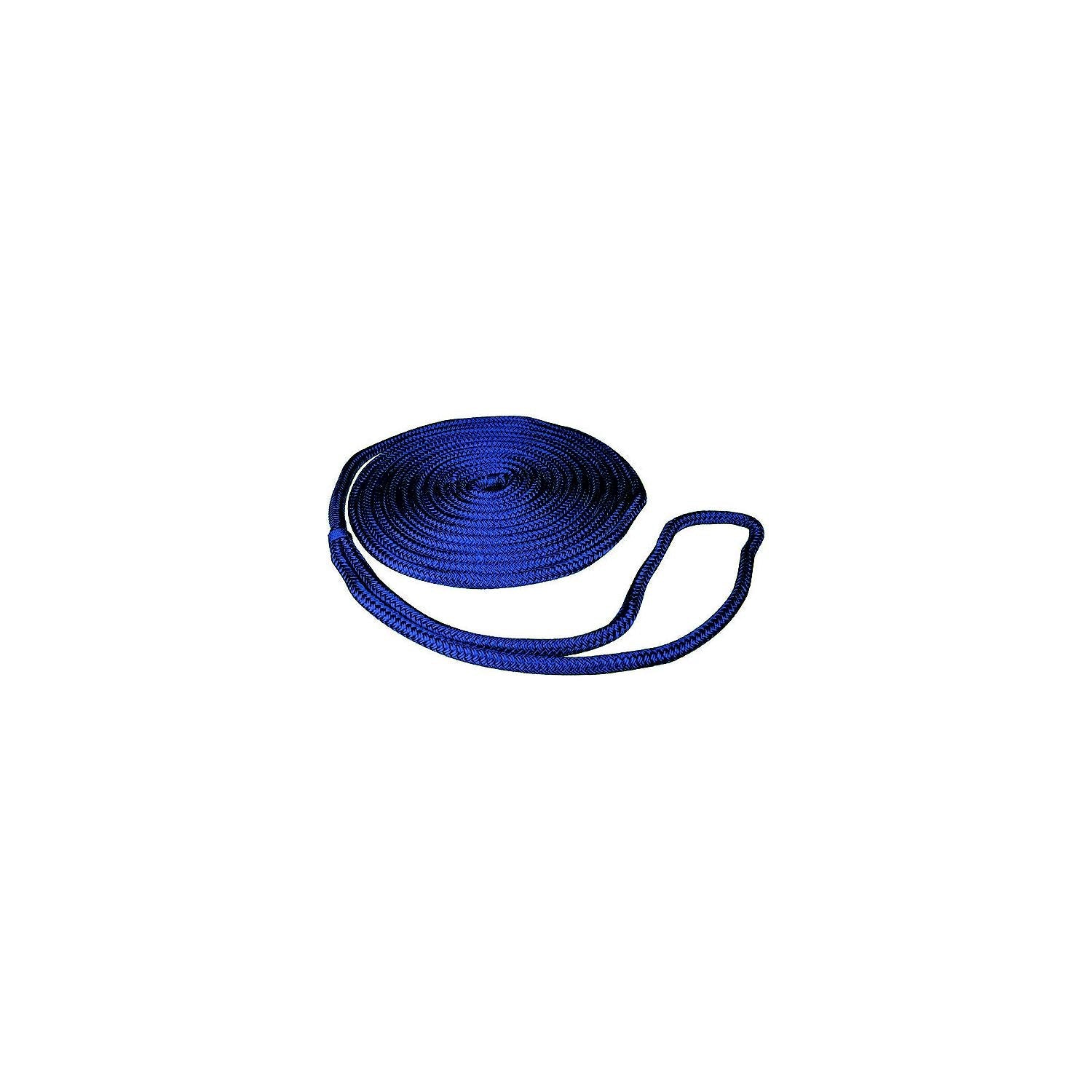 Seachoice Double-Braid Nylon Dock Line w/ Eye Splice, Pre-Shrunk, Heat Stabilized, 3/8 In. X 15 Ft., Navy