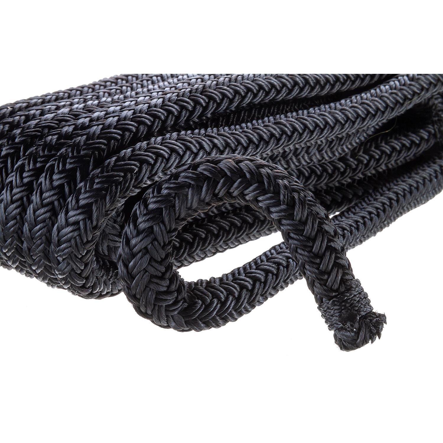 Seachoice Double-Braid Nylon Dock Line w/ Eye Splice, Pre-Shrunk, Heat Stabilized, 1/2 In. X 15 Ft., Black