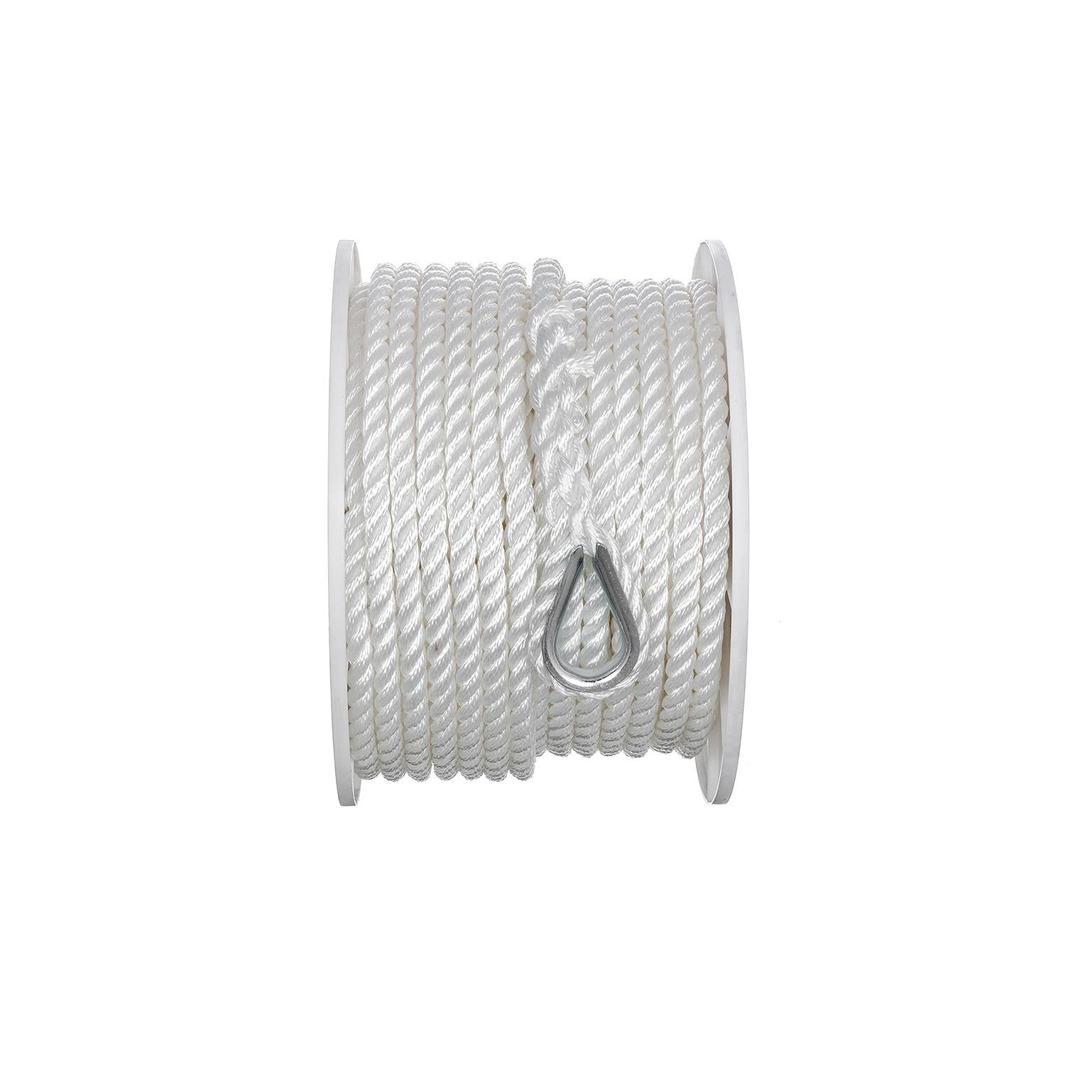 Seachoice 40741 3-Strand Twisted Nylon Anchor Line White, 1/2" x 150'