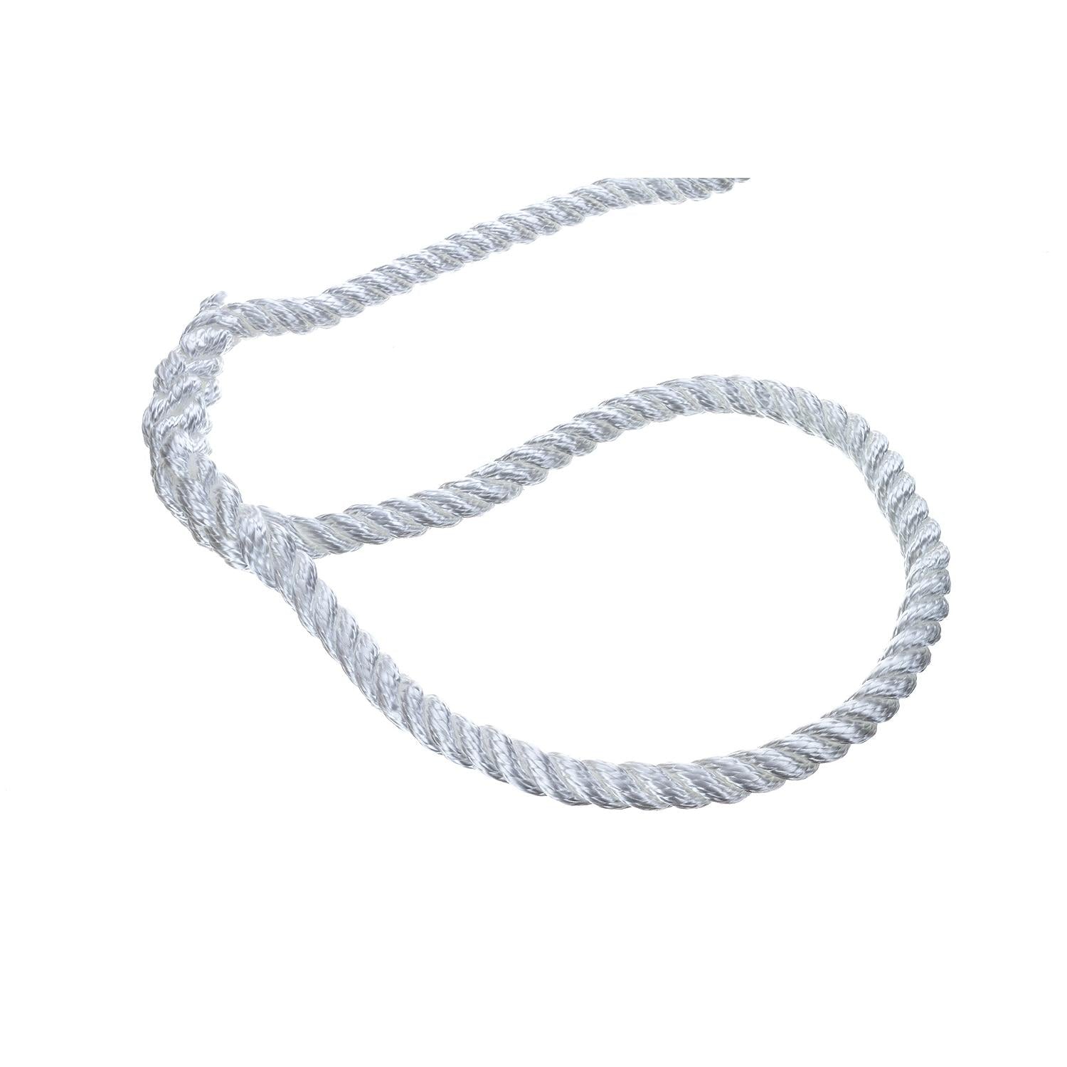 Seachoice 42551 3-Strand Twisted Nylon Dock Line, 1/2" x 15', White