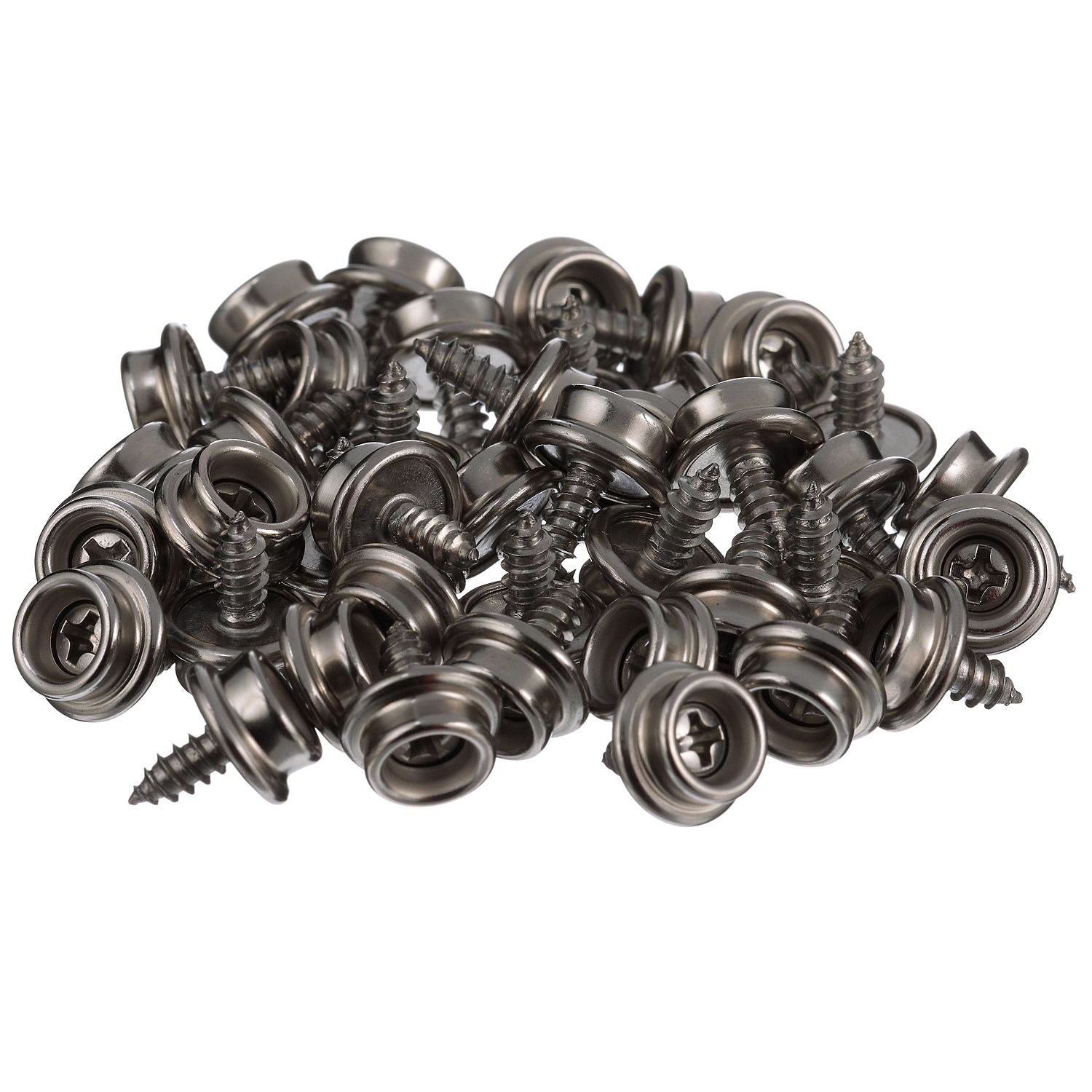Seachoice BP7250SC SS Button Stud w/ Tapping Screw #8 x 3/8", Qty. 40