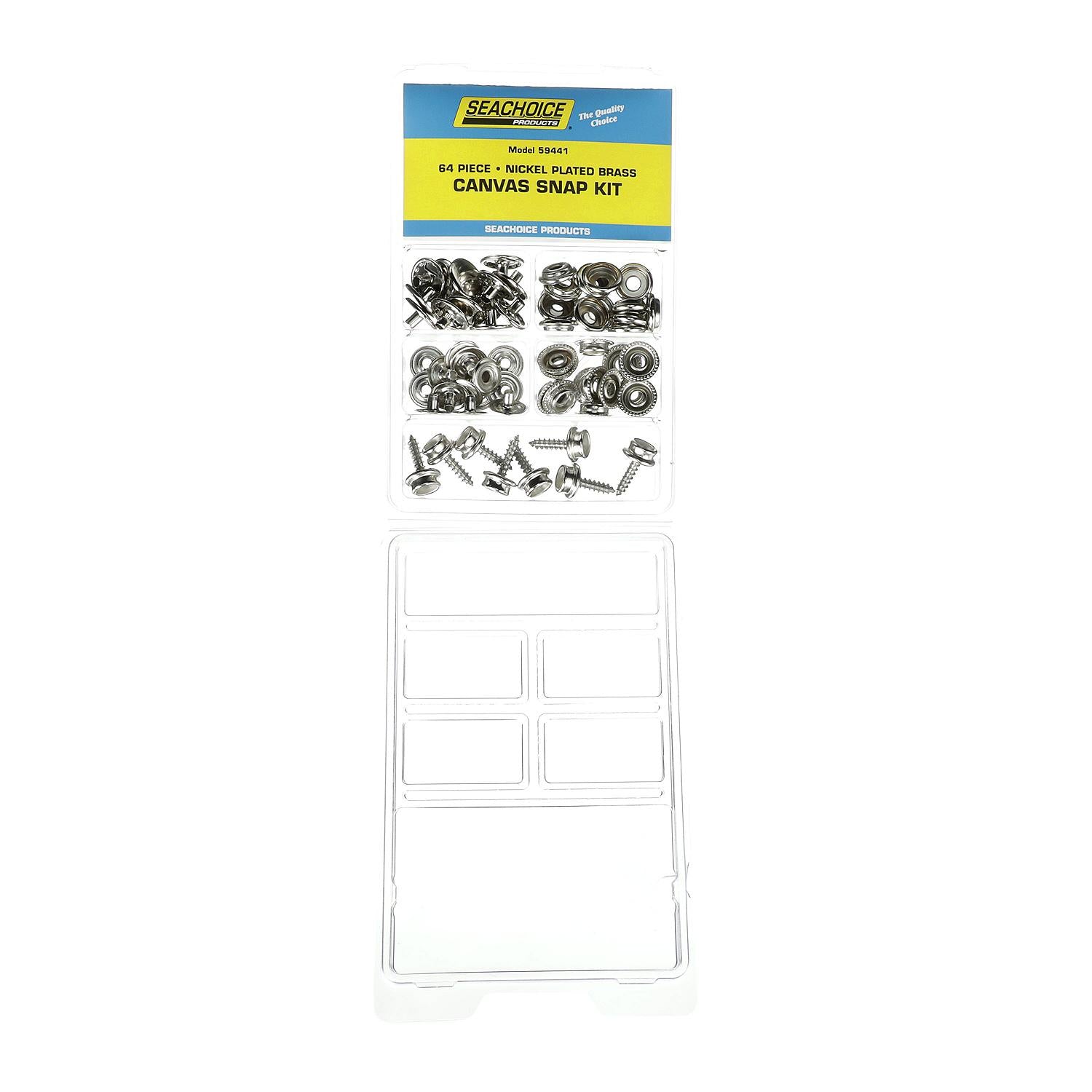 Seachoice KP7261SC 59441 Nickel Plated Brass Canvas Snap Kit 64 Piece