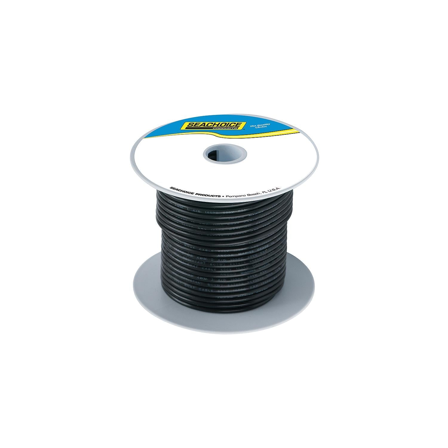 Seachoice 50-63041 Tinned Copper Marine Wire, 6 AWG, Black, 50'