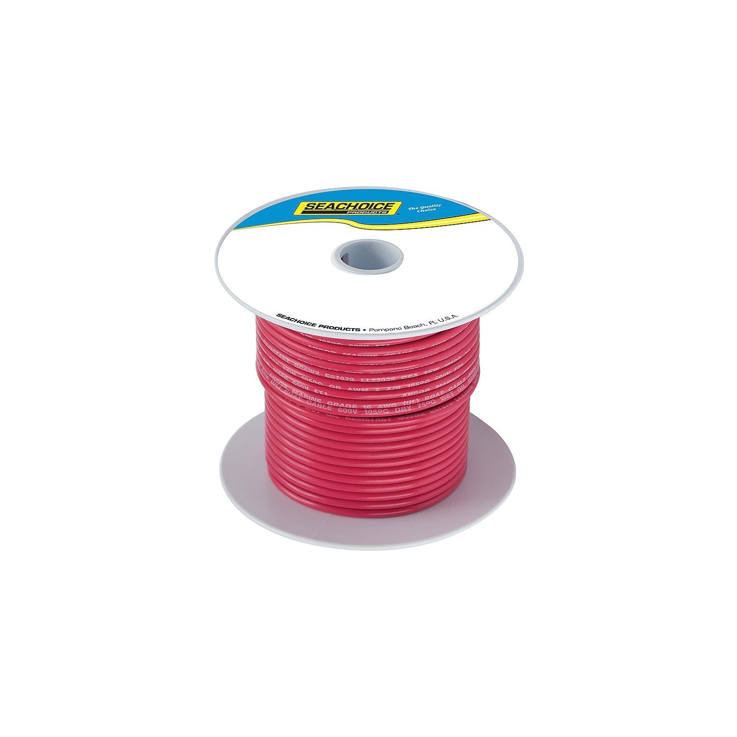 Seachoice 50-63044 Tinned Copper Marine Wire, 6 AWG, Red, 50'