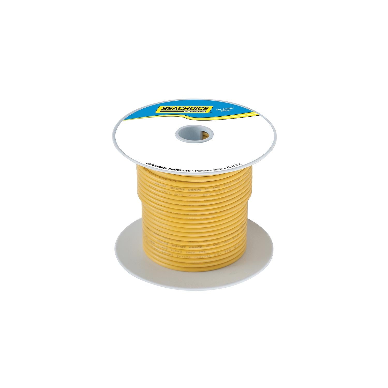 Seachoice 50-63067 Tinned Copper Marine Wire, 10 AWG, Yellow, 100'