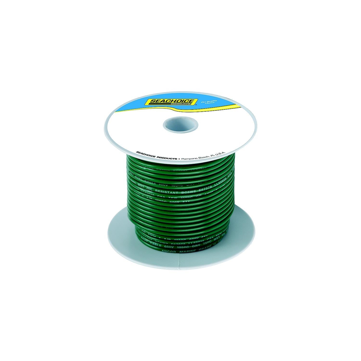 Seachoice 50-63108 Tinned Copper Marine Wire, 14 AWG, Green, 100'
