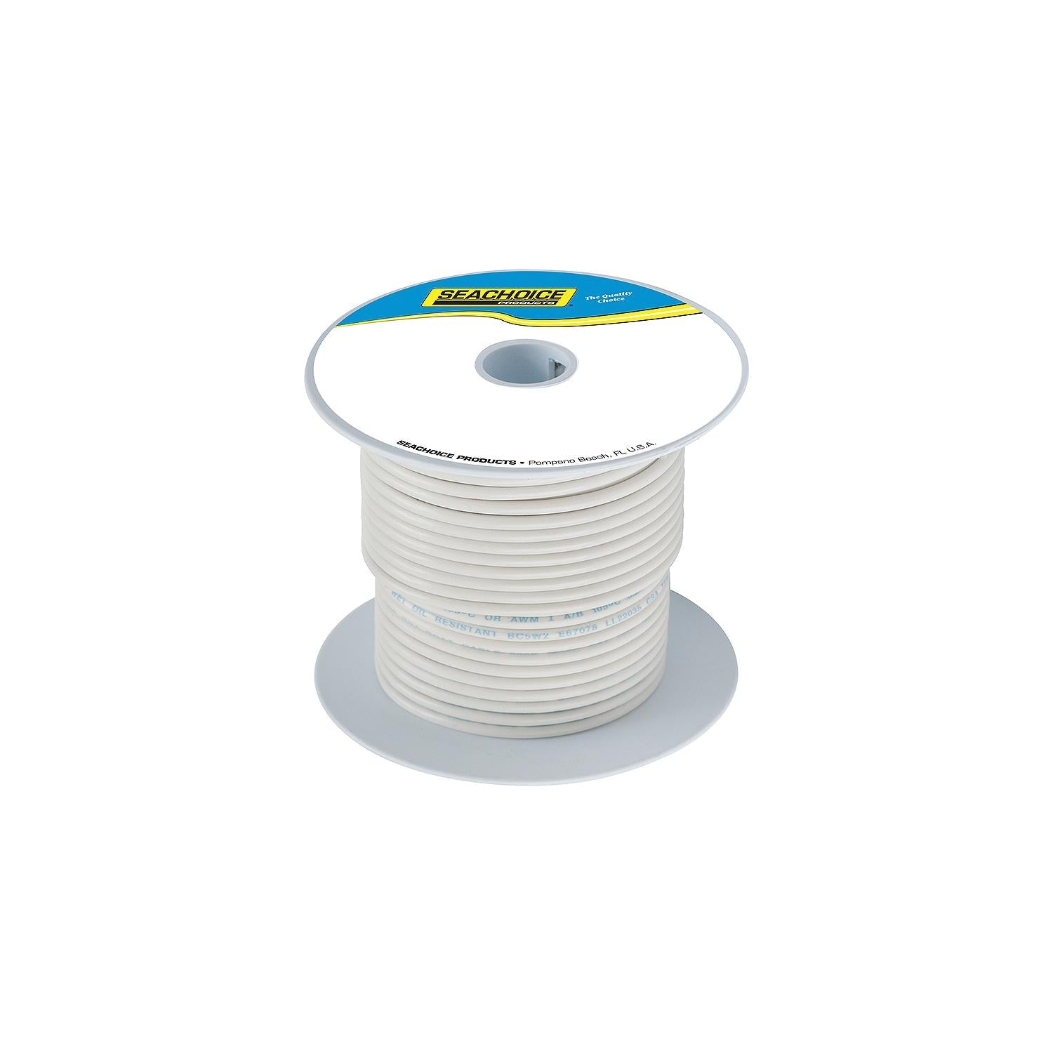 Seachoice 50-63146 Tinned Copper Marine Wire, 18 AWG, White, 100'
