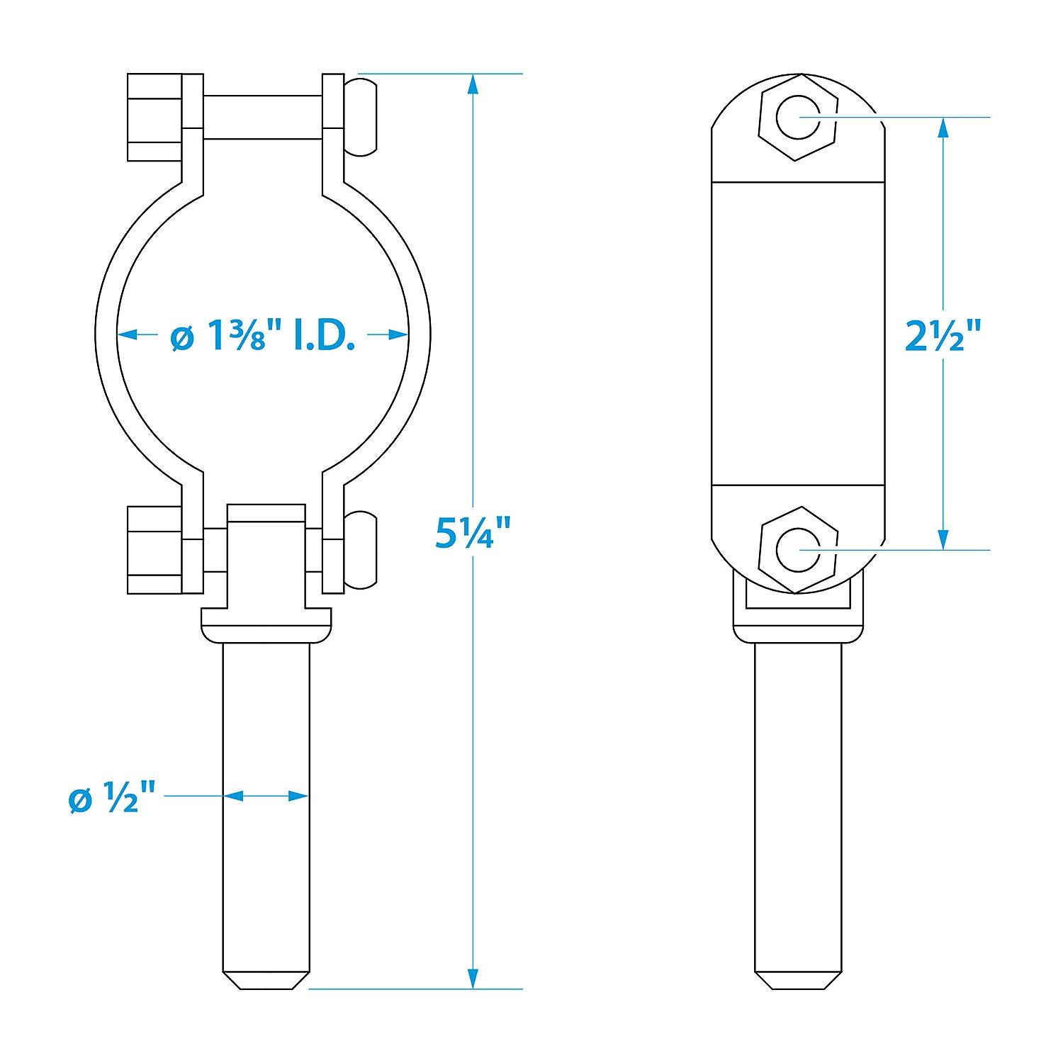 Seachoice 50-70521 Zinc Plated Steel Clamp-On Oarlocks (Sold as Pair)