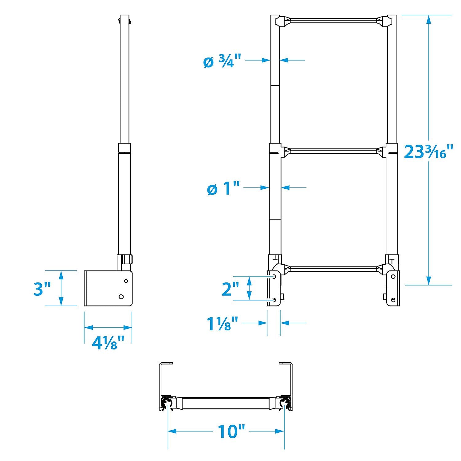 Seachoice 71221 Telescoping Transom Mount Stainless Steel 3-Step Ladder